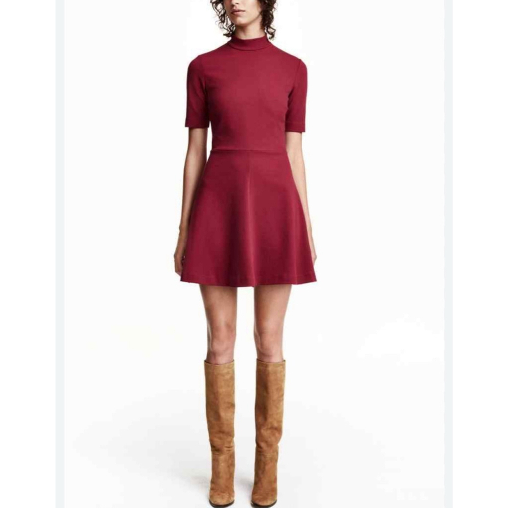 Koton Red Mock Neck Mini Dress A-Line Short Sleeve Youth Teen Size S NWOT